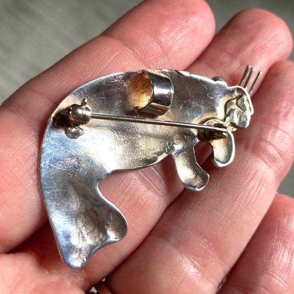 925 Manatee Brooch/Pendant Artist-Signed Sterling Silver - Picture 2 of 7